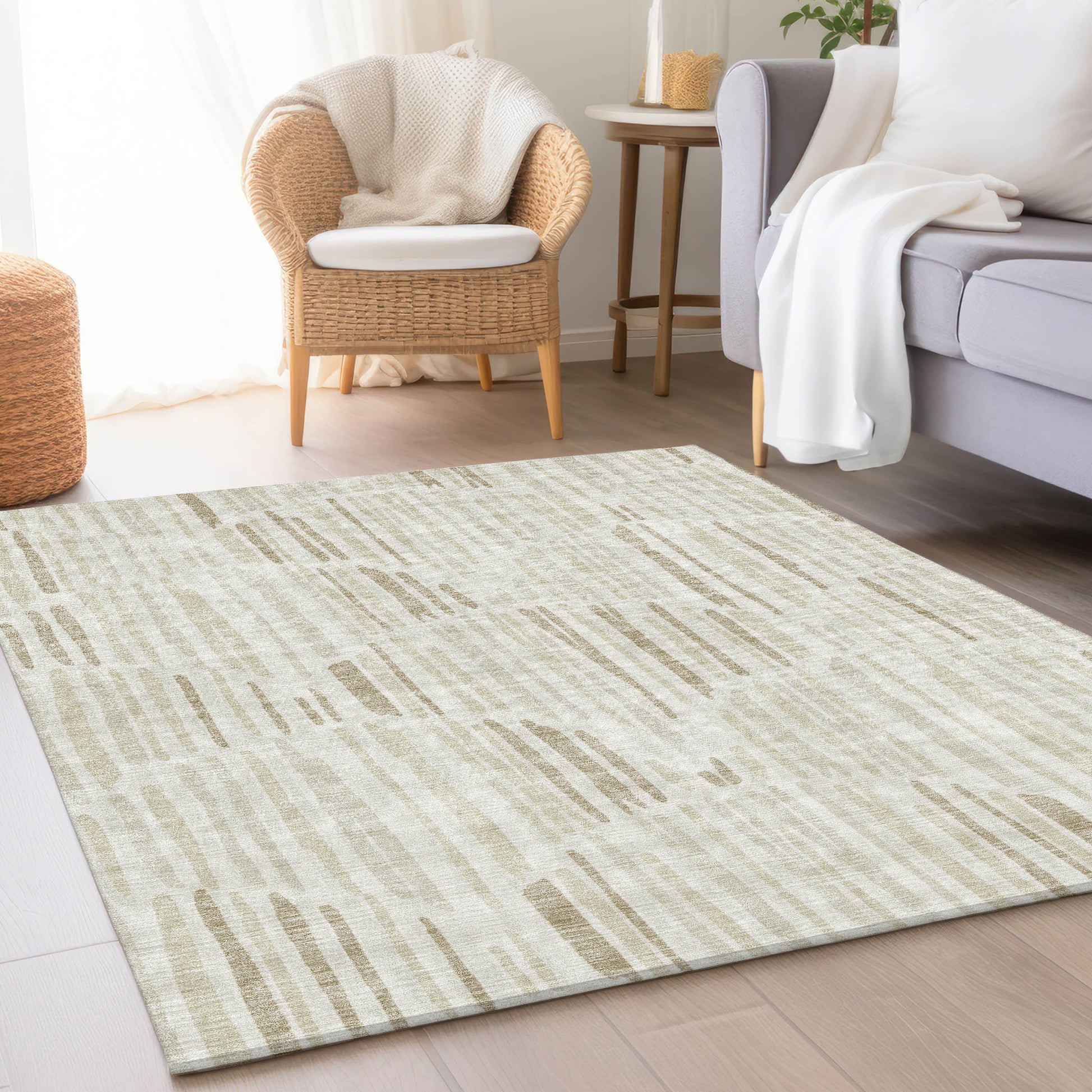 Addison Rugs Chantille ACN739IV 9 x 12 (ft) Polyester Ivory Rectangular Indoor/Outdoor Geometric Machine washable Area rug