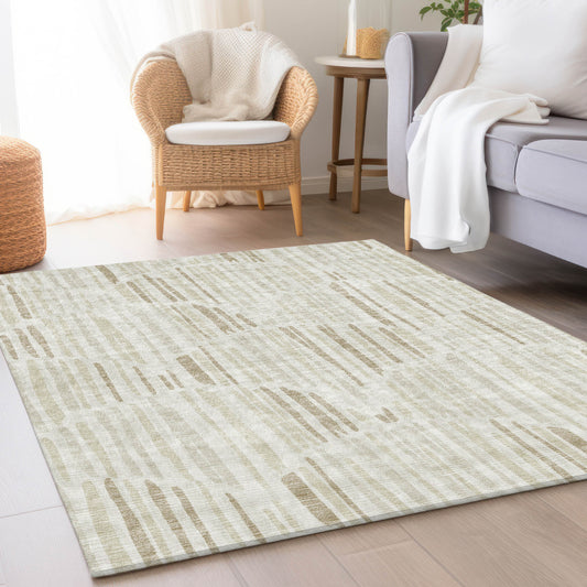 Addison Rugs Chantille ACN739IV 9 x 12 (ft) Polyester Ivory Rectangular Indoor/Outdoor Geometric Machine washable Area rug