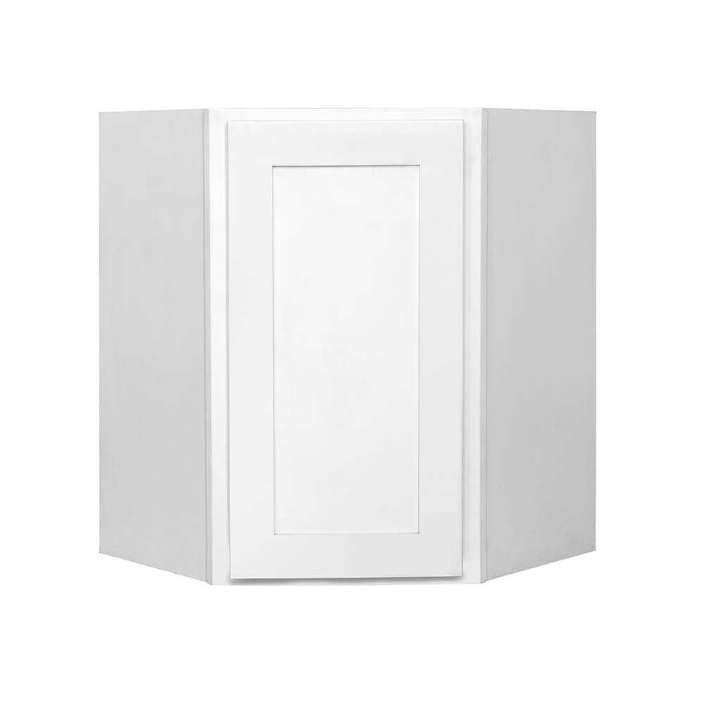 RELIABILT Fairplay 24-in W x 36-in H x 24-in D White Diagonal Corner Wall Ready to Assemble (RTA) Plywood Cabinet Recessed Panel Shaker
