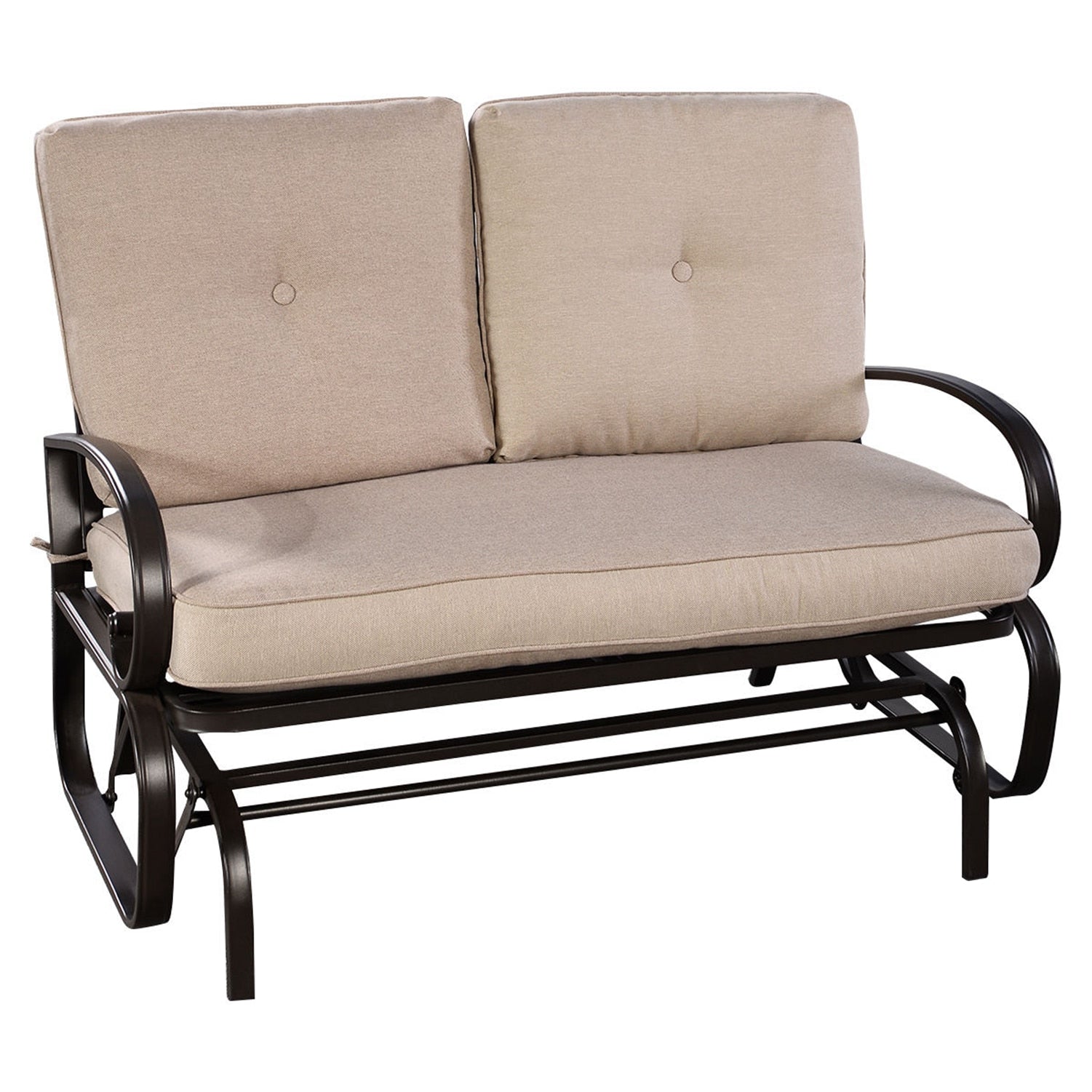 LIVIZA CY Patio Swing Glider Bench 47.5-in W x 33.5-in H Beige Steel Glider Bench