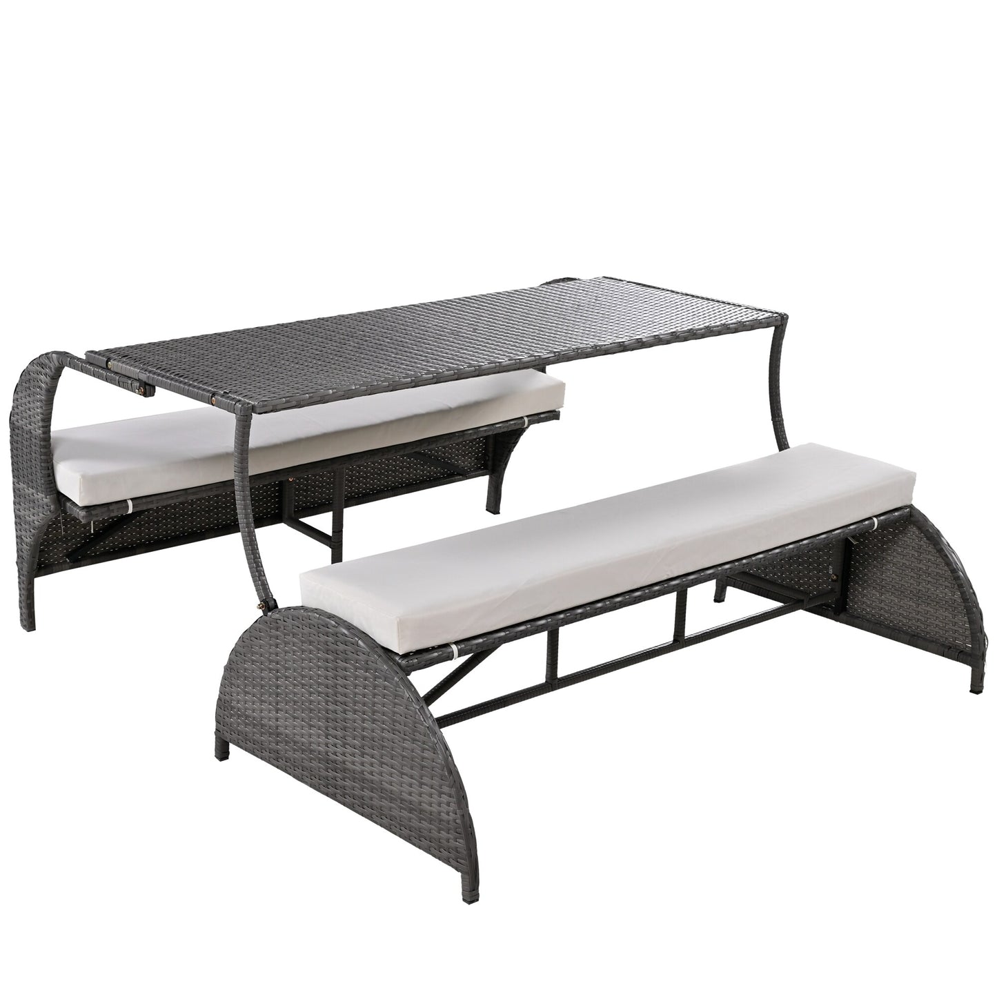 LIVIZA 57.1-in W x 38-in H Gray Rattan HDPE Love seat Bench