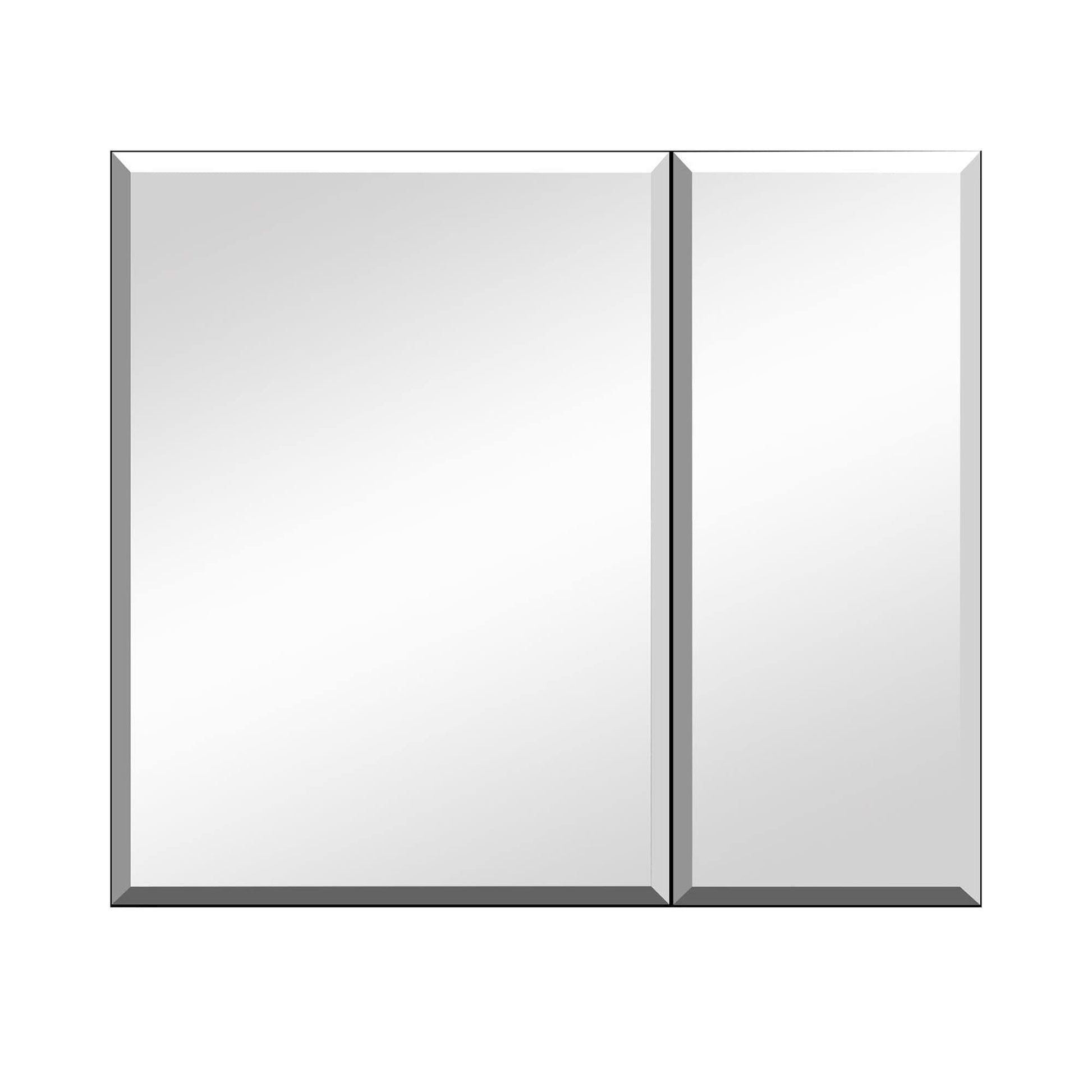 WELLFOR 30-in x 26-in Surface/Recessed Mount Aluminium Mirrored Rectangle Soft Close Medicine Cabinet