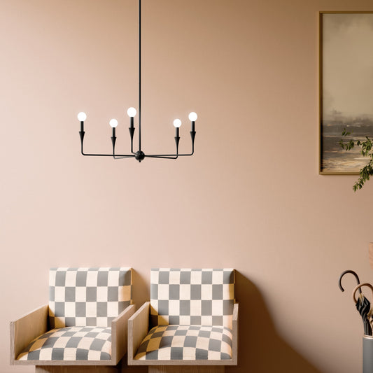 Kichler Alvaro 5 -Light Black Bare bulb Steel Chandelier