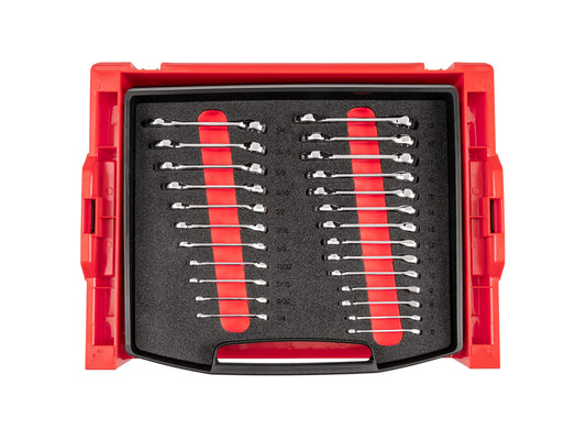 TEKTON 25-Piece Set 12-point SAE and Metric Standard Combination Wrench Includes Hard Case OLB94205