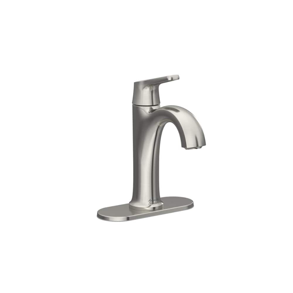 American Standard Becklow Brushed Nickel Single hole 1-handle WaterSense Mid-arc Residential Handle Bathroom Sink Faucet with Drain with Deck Plate