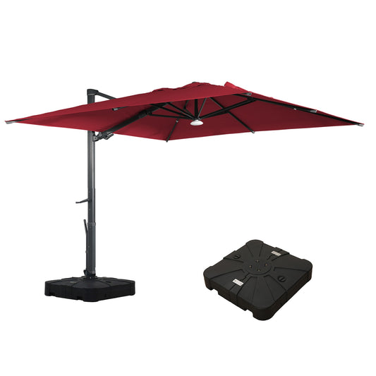 Sumyeg 10-ft Aluminum Red Cantilever Patio Umbrella with Base
