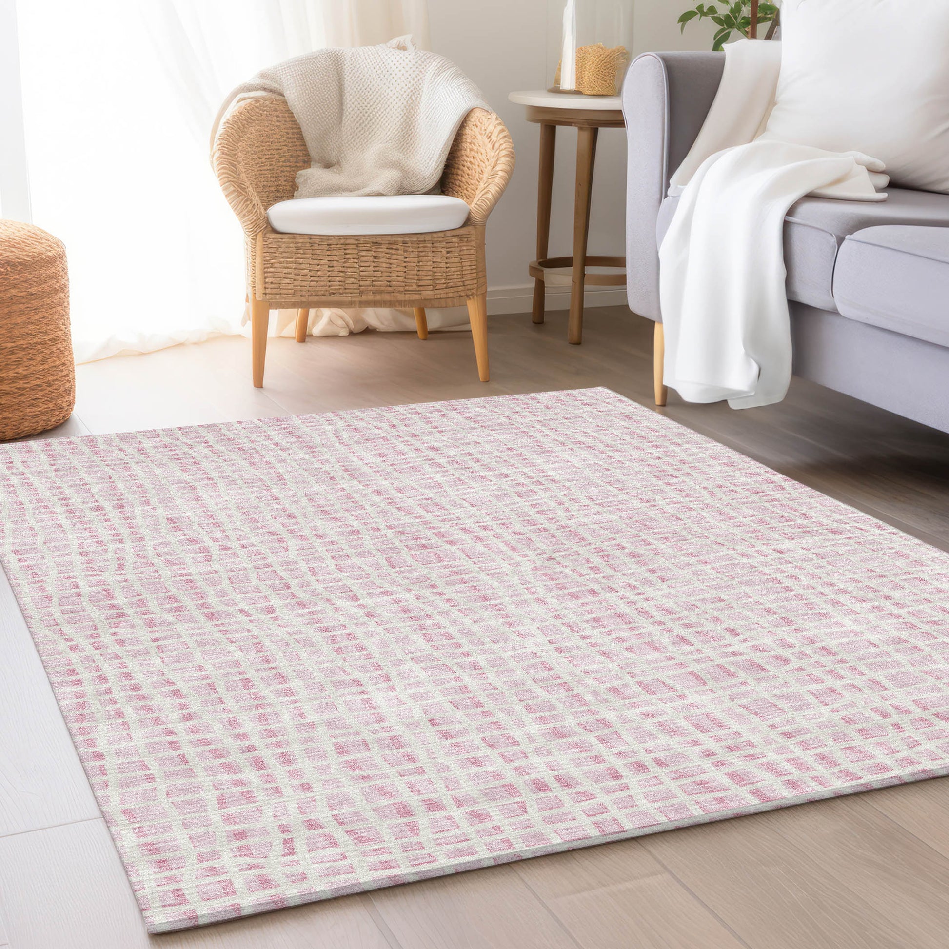 Addison Rugs Chantille ACN729PI 9 x 12 (ft) Polyester Pink Rectangular Indoor/Outdoor Geometric Machine washable Area rug