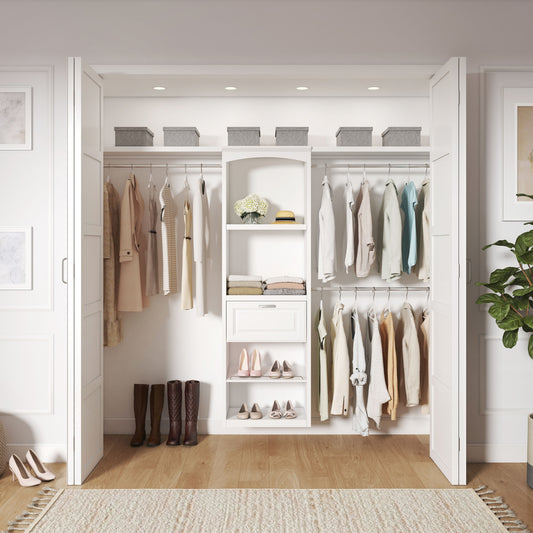 allen + roth Hartford 5-ft to 8-ft W x 6.33-ft H White Solid Shelving Wood Closet System