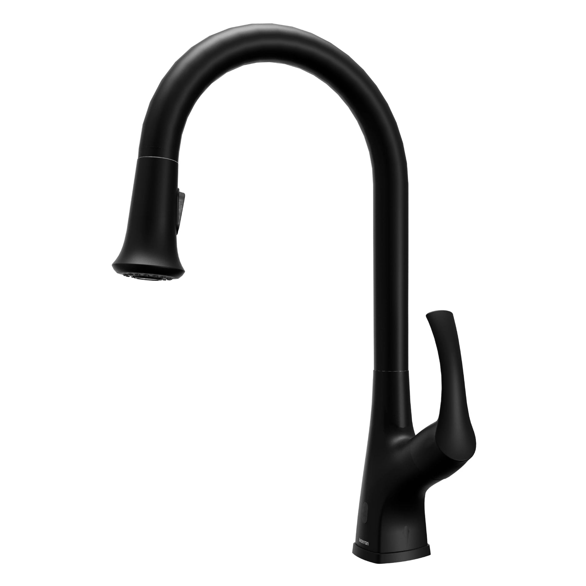 Karran Matte Black Single Handle Deck-mount Touchless Pull-down Kitchen Faucet with Sprayer