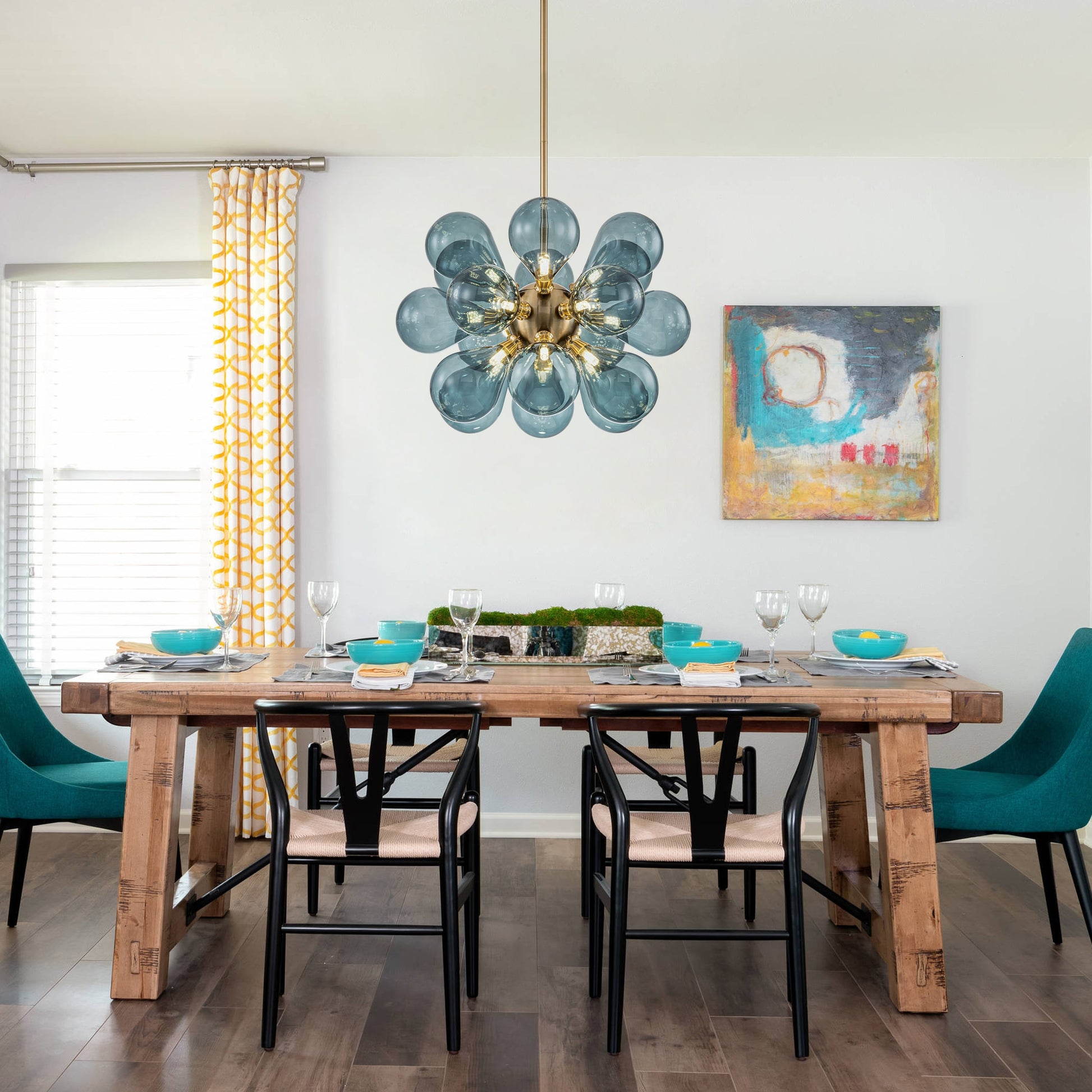 Zicbol 18 -Light Antique Brass Indoor Stained glass Glass Metal Chandelier