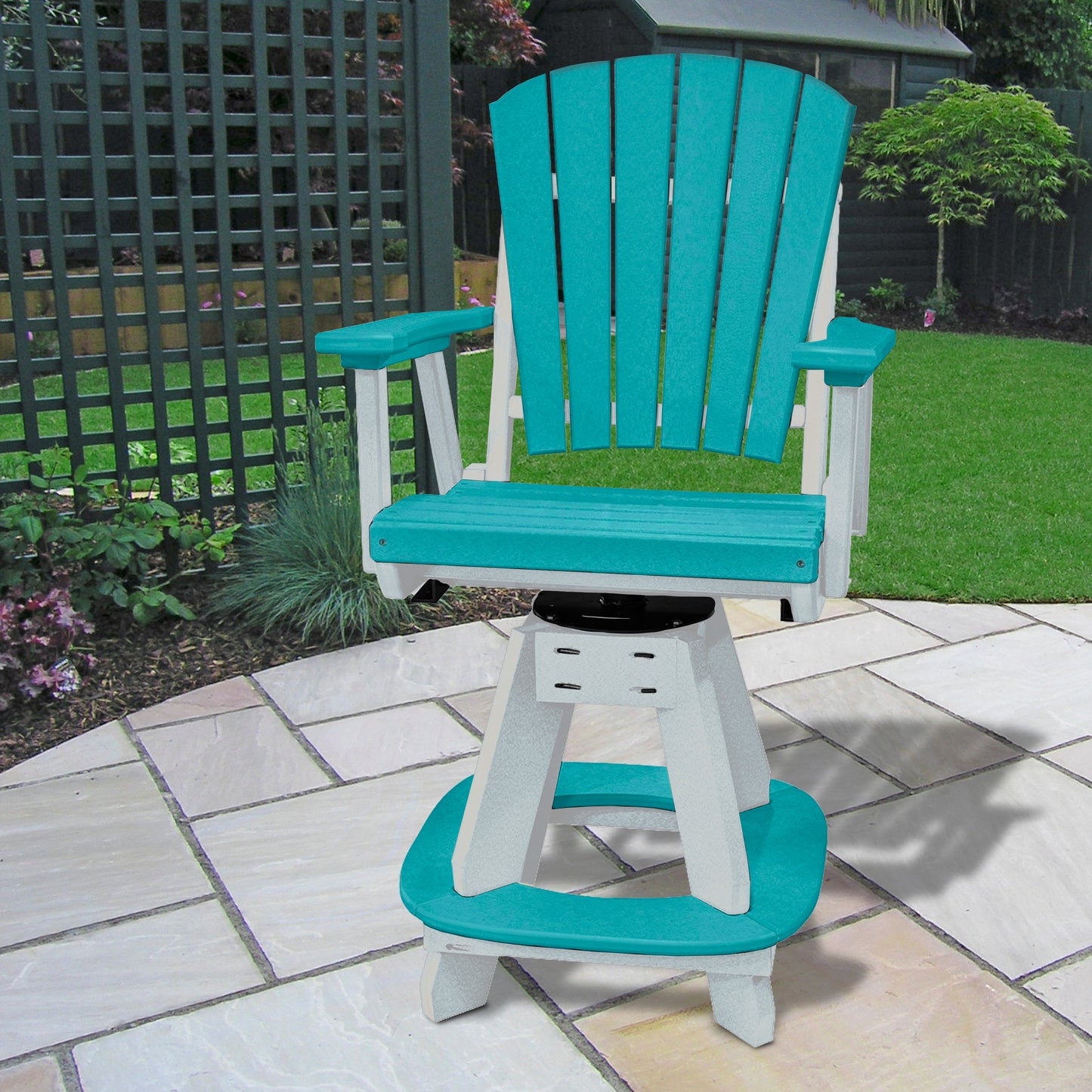 American Furniture Classics Adirondack white HDPE Frame Swivel Dining Chair with Slat Seat