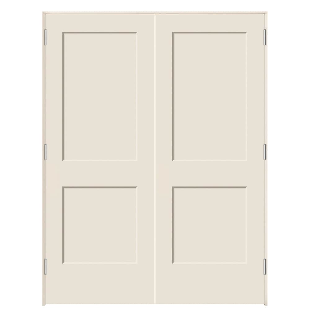 JELD-WEN 60-in x 80-in Primed Hollow core 2-panel Universal Smooth Primed Molded composite Flat Jamb Double Prehung Interior Door with