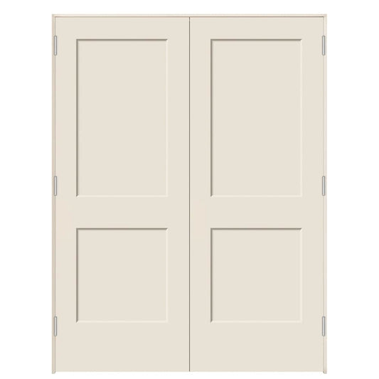 JELD-WEN 60-in x 80-in Primed Hollow core 2-panel Universal Smooth Primed Molded composite Flat Jamb Double Prehung Interior Door with