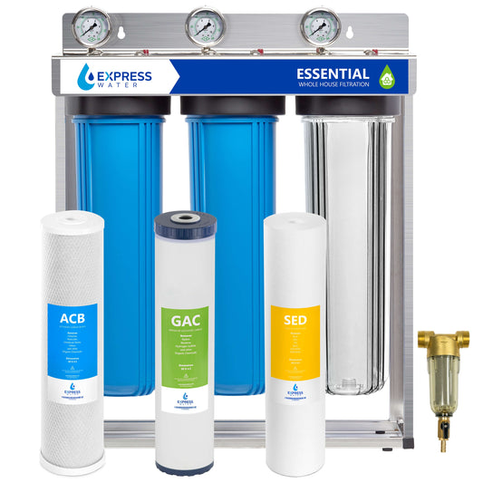 Express Water Carbon and Sediment Plus Prefilter Whole House Water Filtration System Triple-Stage 15-GPM 5 Micron