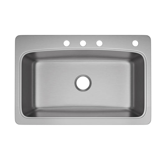 PROFLO Drop-in 32.9375-in x 22.0625-in Stainless steel Single bowl 20 -Gauge Kitchen Sink