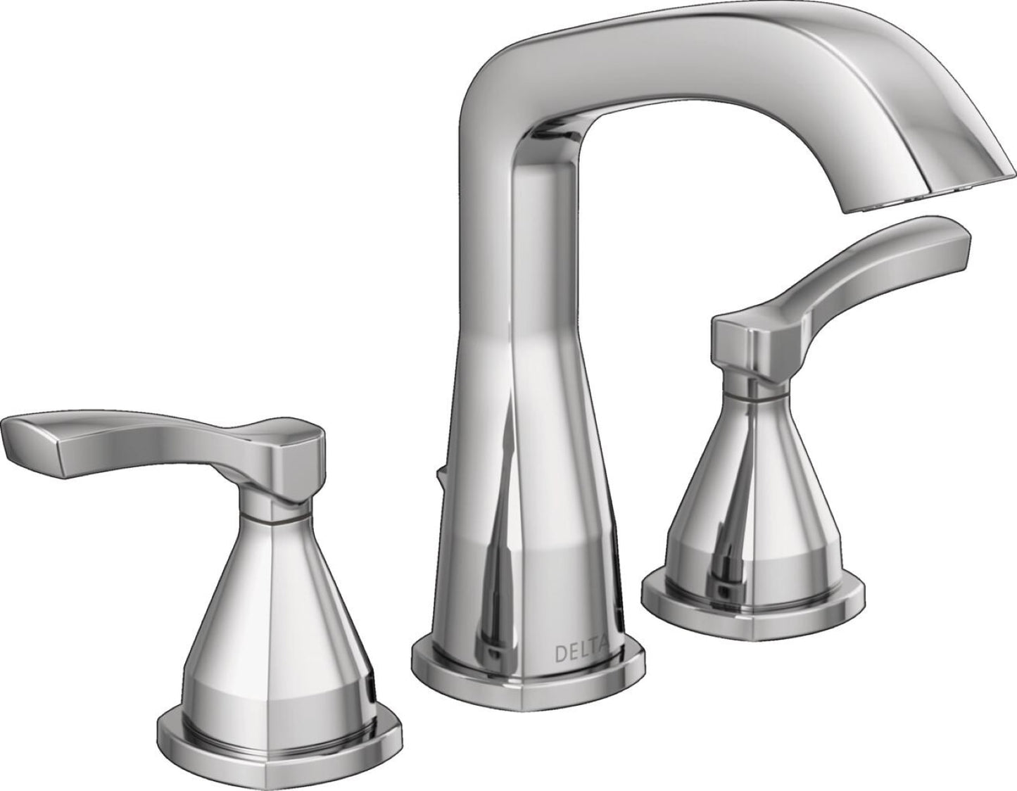 Delta Stryke Lumicoat Chrome Widespread 2-handle WaterSense Mid-arc Residential Handle Bathroom Sink Faucet with Drain