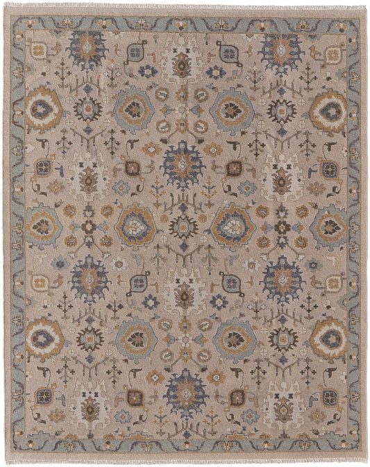 Room Envy 3 x 5 (ft) Knotted Wool Tan/Blue/Gold Rectangular Indoor Professionally Clean Only Pet Friendly Area rug