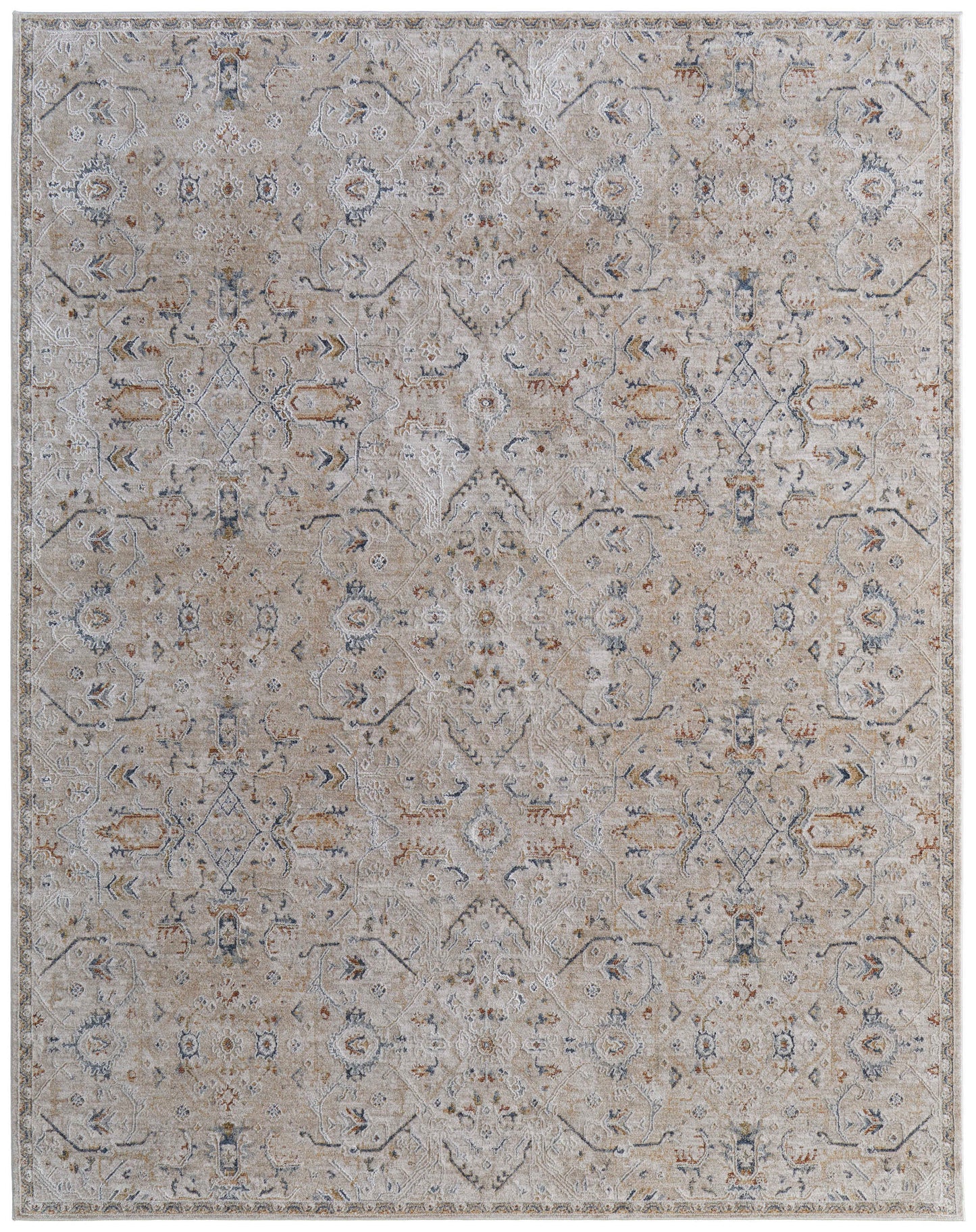 Room Envy 6 x 9 (ft) Loomed Polyester Taupe/Ivory/Blue Rectangular Indoor Distressed/Overdyed Professionally Clean Only Pet Friendly Area rug