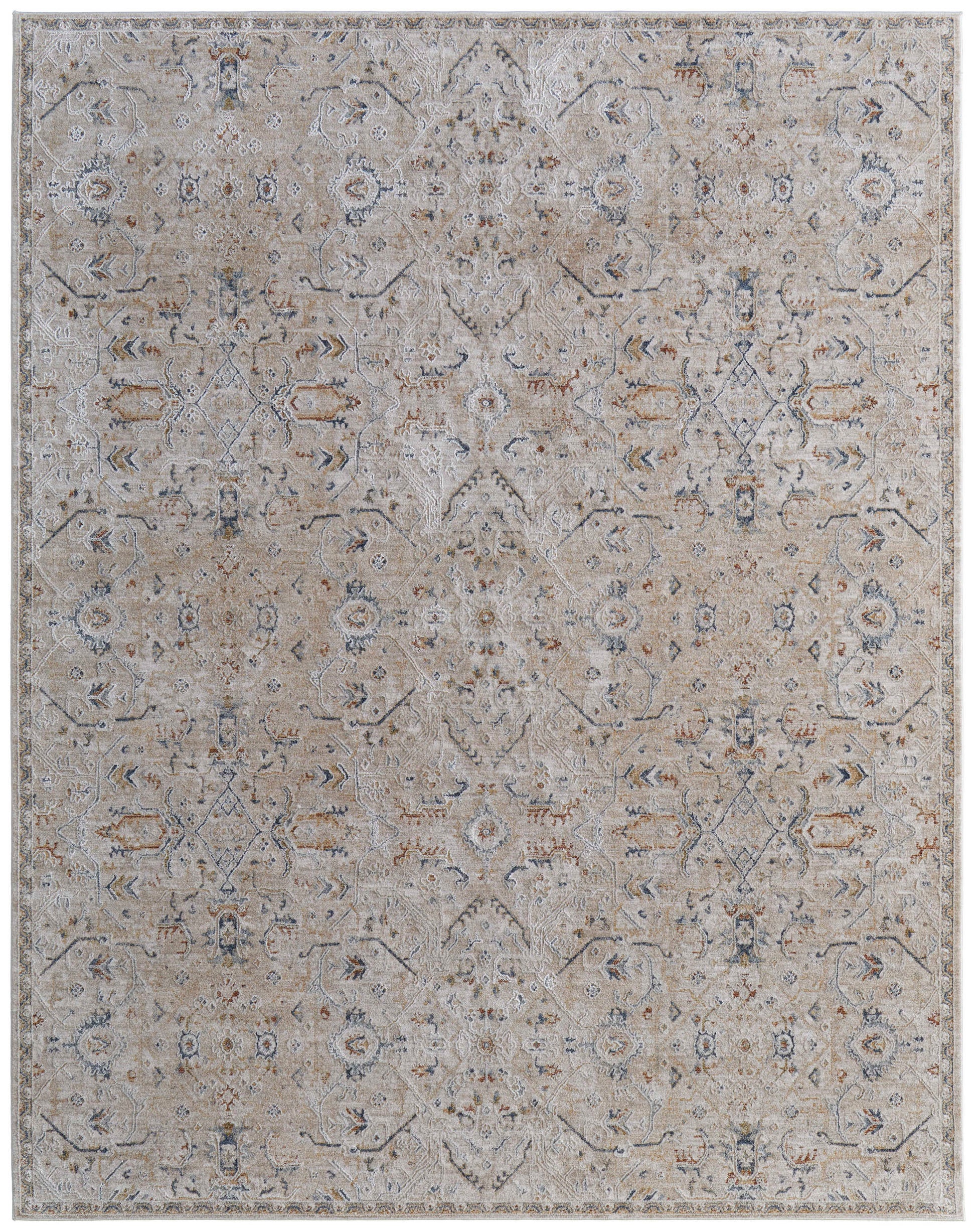 Room Envy 6 x 9 (ft) Loomed Polyester Taupe/Ivory/Blue Rectangular Indoor Distressed/Overdyed Professionally Clean Only Pet Friendly Area rug