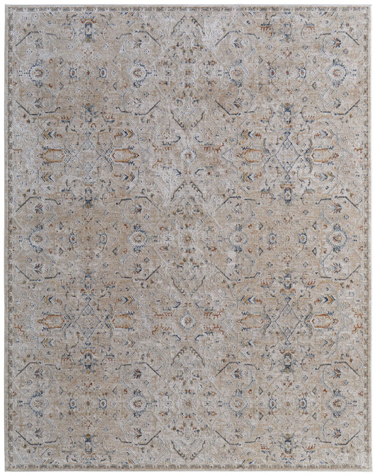 Room Envy 8 x 10 (ft) Loomed Polyester Taupe/Ivory/Blue Rectangular Indoor Distressed/Overdyed Professionally Clean Only Pet Friendly Area rug