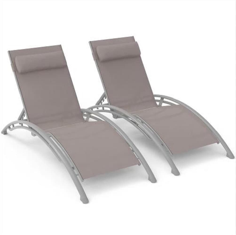 ZAKLOOP Lounge Chair Set of 2 Stackable Brown Stationary Recliner Chair with Gray Mesh Seat