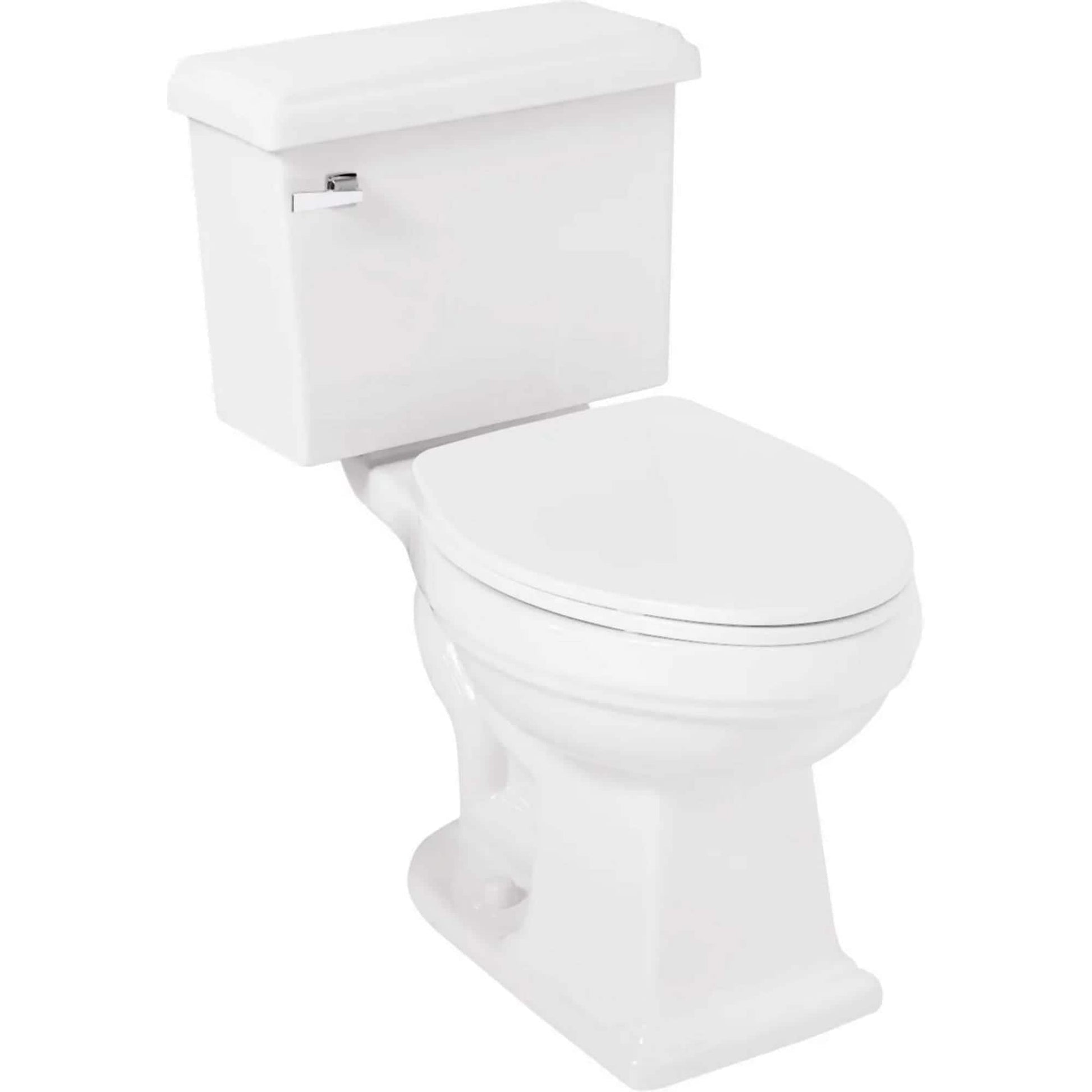 Signature Hardware Key West White Elongated Standard height 12-in Rough-In WaterSense 1.28 GPF Soft Close 2-piece Toilet