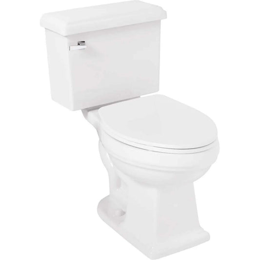 Signature Hardware Key West White Elongated Standard height 12-in Rough-In WaterSense 1.28 GPF Soft Close 2-piece Toilet