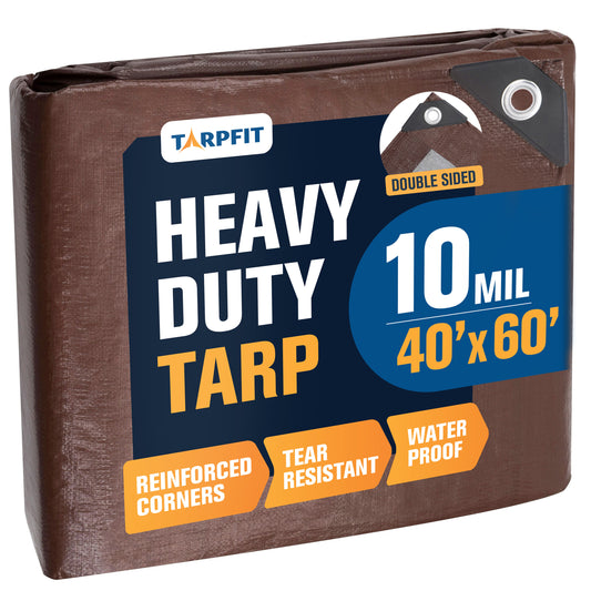 TARPFIT 40-ft x 60-ft Brown Waterproof Commercial Polyethylene 10-mil Tarp