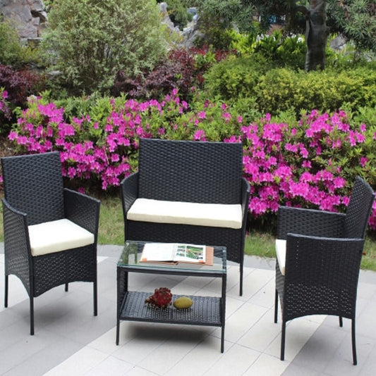 ZAKLOOP 4 -Piece Wicker Patio Sofa Conversation Set Cushions