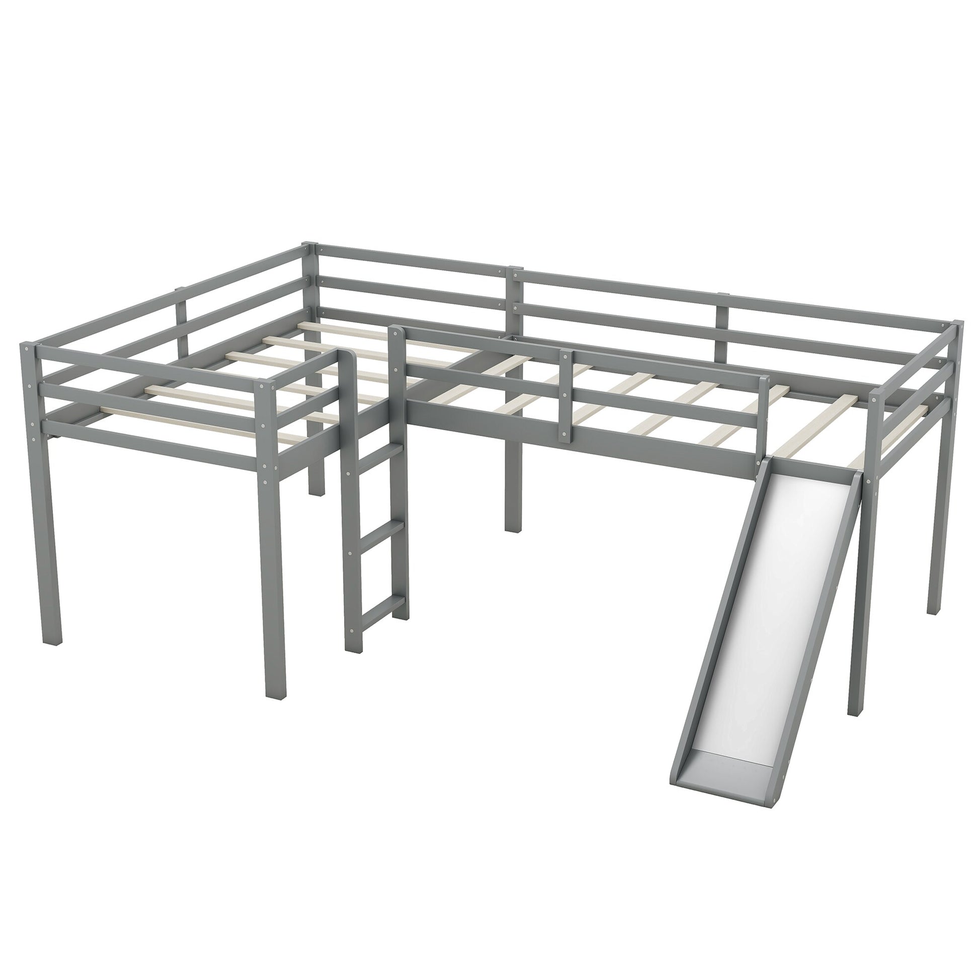 Qualler Twin Gray Wood Bed Frame with Headboard