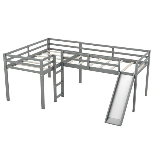 Qualler Twin Gray Wood Bed Frame with Headboard