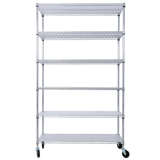 Kahomvis 6 -Tier Heavy Duty Chrome Metal Utility shelving unit with Wire Shelves ( 48-in W x 18-in D x 82-in H )