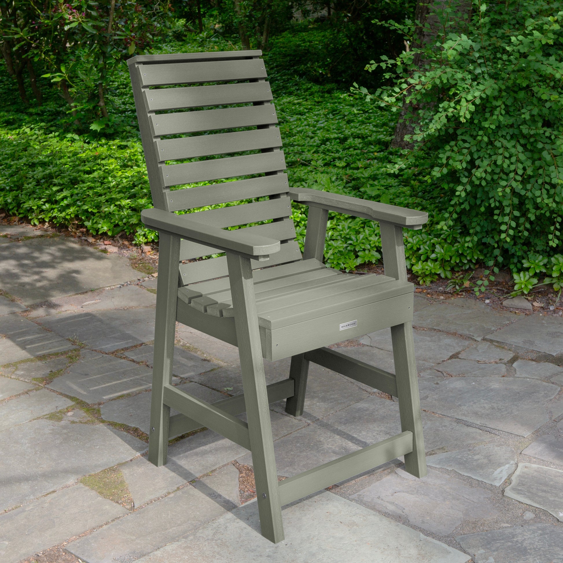 highwood Weatherly Eucalyptus Poly-lumber Frame Stationary Counter-height Chair with Slat Seat