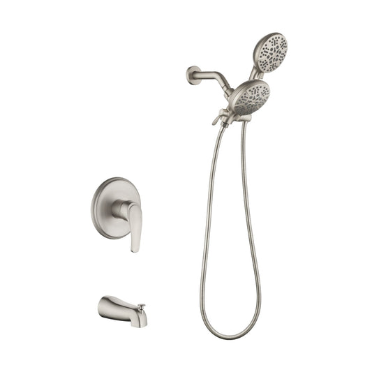 Nestfair 7 -Spray Brushed Nickel 4.72-in Round Rain Shower Head with Handheld Combo 1.8 GPM