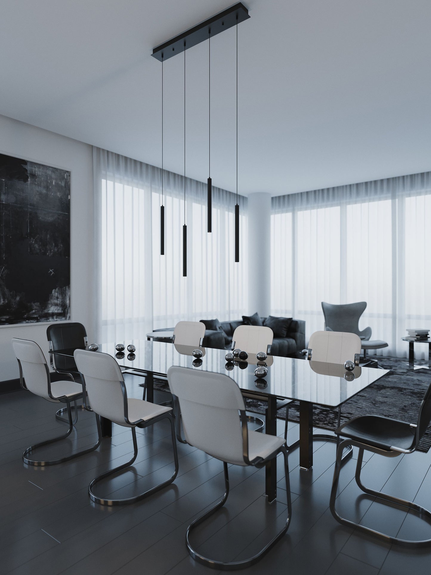 AFX Eli 4 -Light Satin Brass Transitional Metal Cylinder LED Small Indoor Hanging Pendant Light