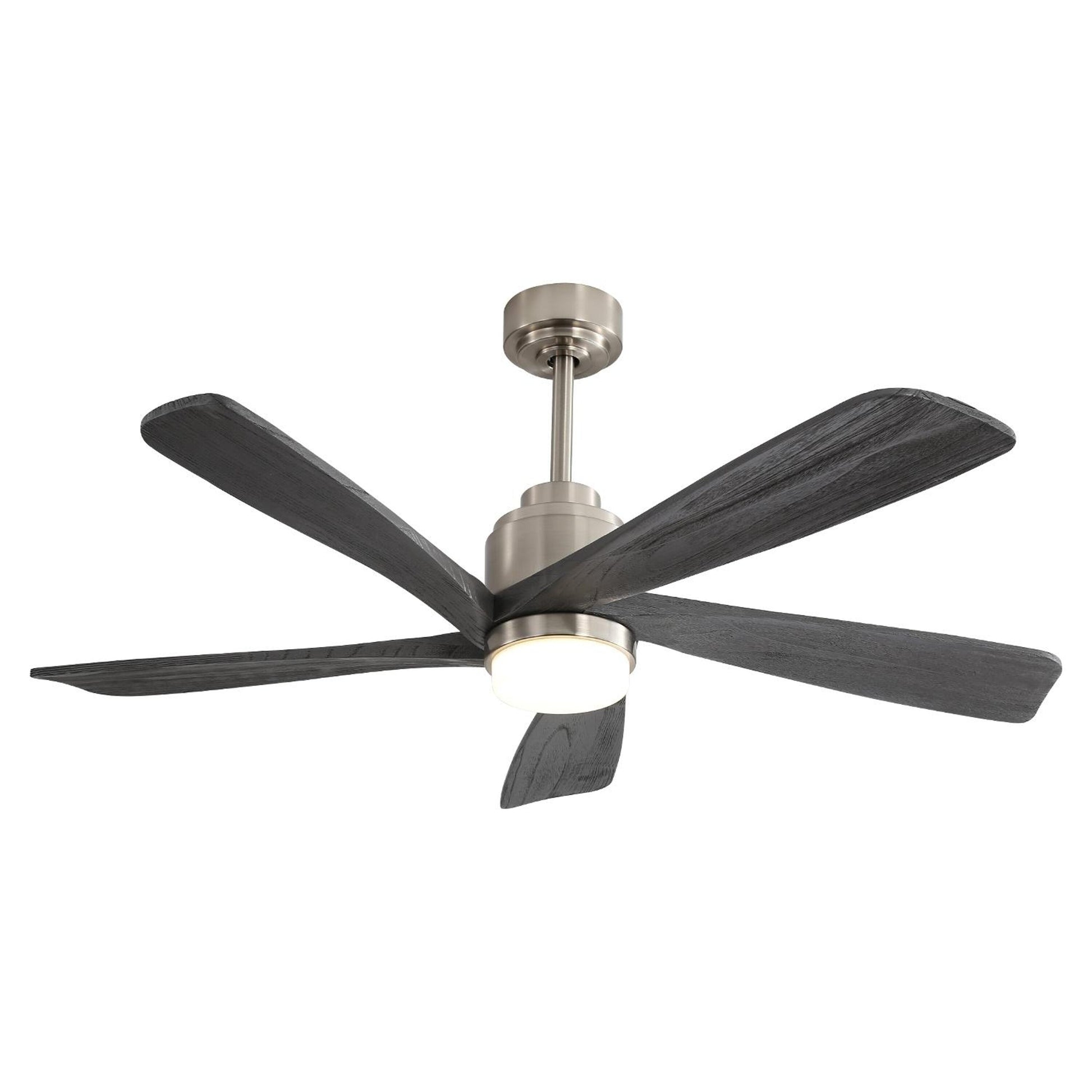 Bayfeve Adjustable Speed 52-in Nickel with Gray Solid Wood Blades Color-Changing Integrated LED Covered Outdoor Ceiling Fan With Light and Remote Included 5 -Blade