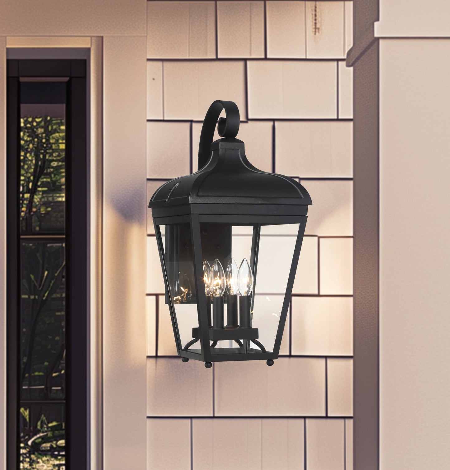 The Great Outdoors Marquee 4 -Light 21-in H Matte Black Hardwired Outdoor Wall Light