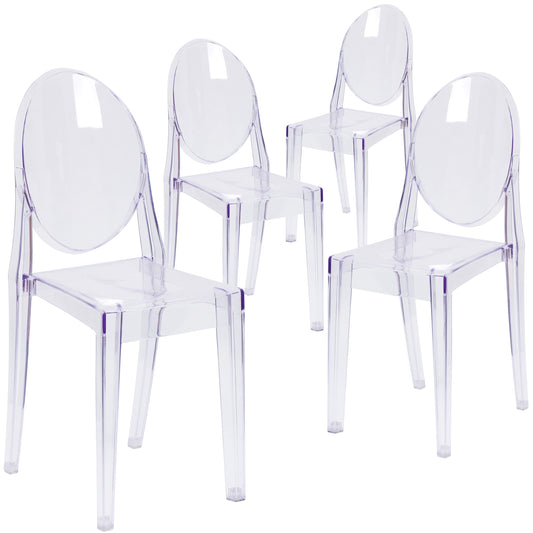 Flash Furniture Murray 4 -Pack 15-in W Modern Clear Accent Chair