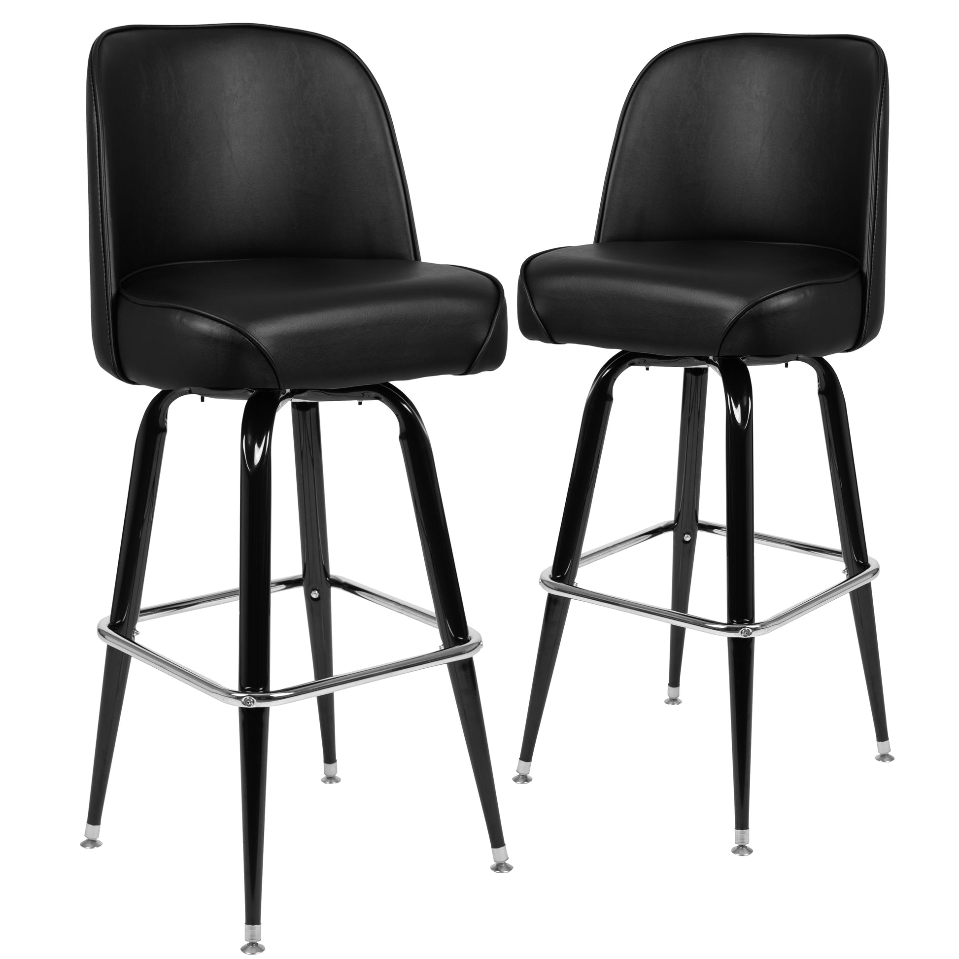 Flash Furniture Black 31.0-in H Bar height Upholstered Swivel Metal Bar Stool 2 -Pack