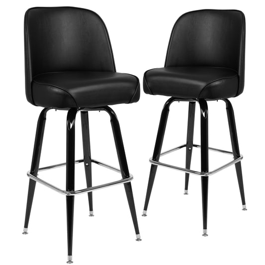 Flash Furniture Black 31.0-in H Bar height Upholstered Swivel Metal Bar Stool 2 -Pack