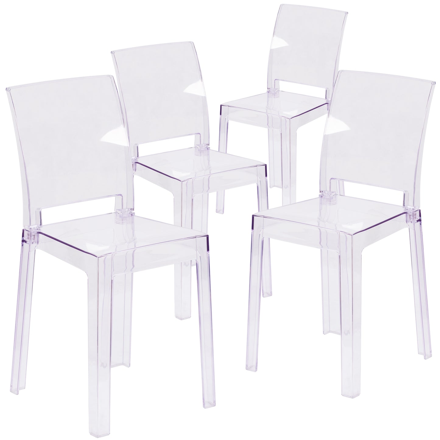 Flash Furniture McKenna 4 -Pack 15.75-in W Modern Transparent Crystal Accent Chair