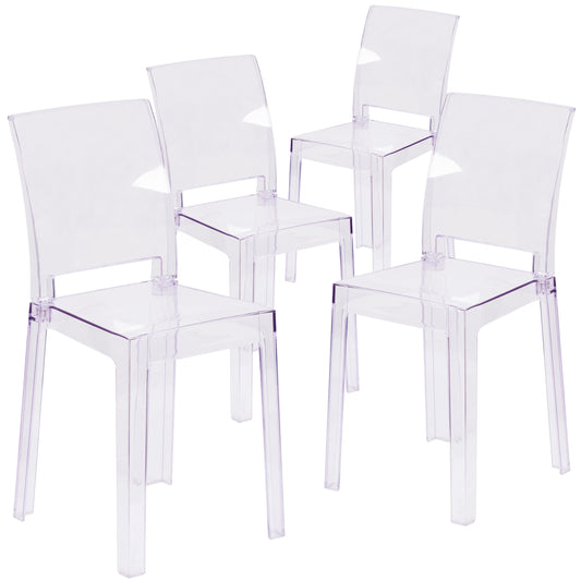 Flash Furniture McKenna 4 -Pack 15.75-in W Modern Transparent Crystal Accent Chair