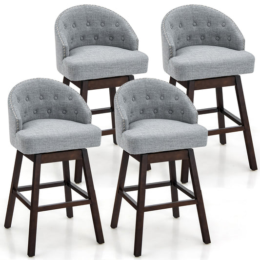 Costway Gray 31.0-in H Bar height Upholstered Wood Bar Stool 2 -Pack