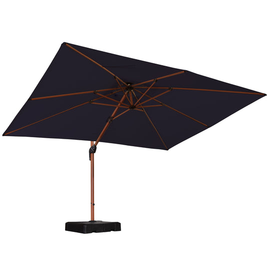 PURPLE LEAF 9-ft Aluminum Navy Crank Cantilever Patio Umbrella