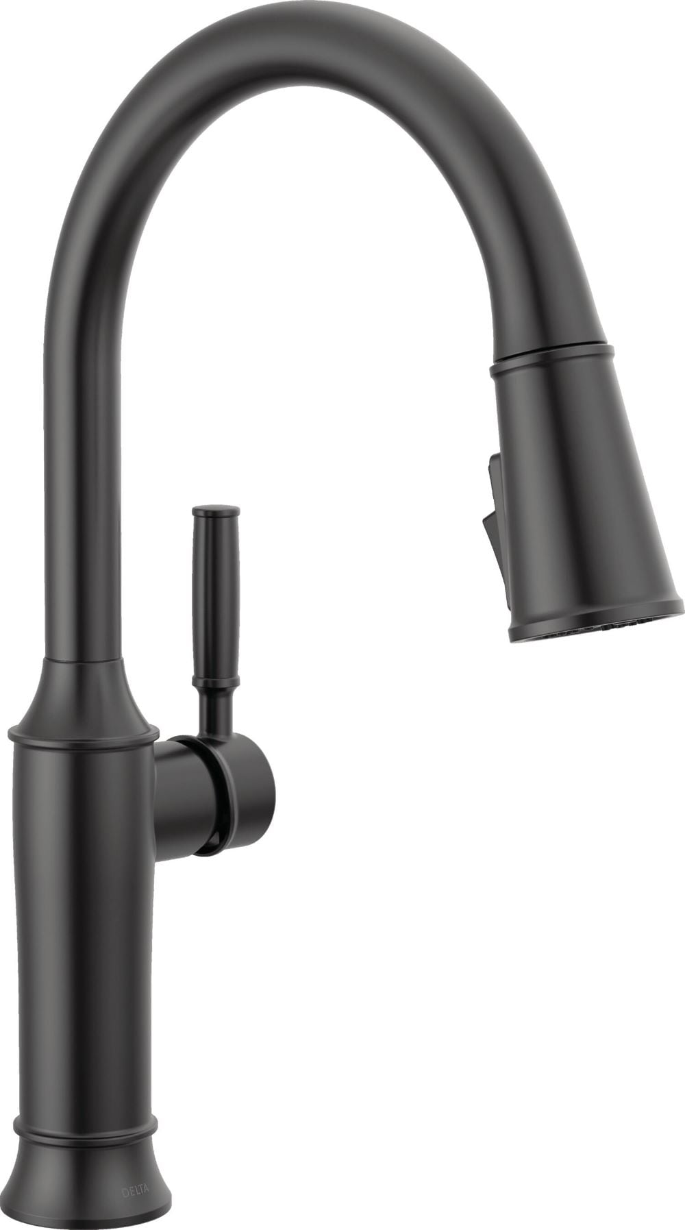 Delta Renaldi Matte Black Single Handle Deck-mount Pull-out Kitchen Faucet with Sprayer