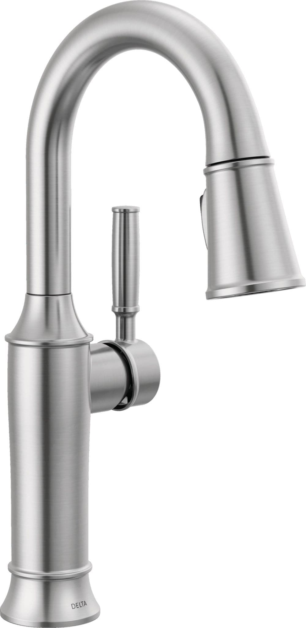 Delta Renaldi Lumicoat Arctic Stainless Single Handle Deck-mount Bar and Prep Kitchen Faucet with Sprayer