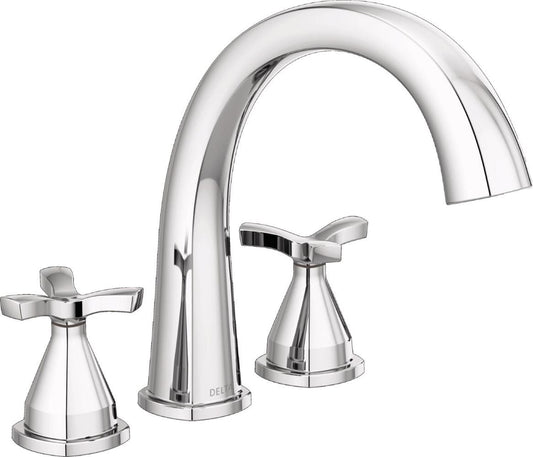 Delta Lumicoat Chrome 2-handle Deck-mount Roman High-arc Bathtub Faucet