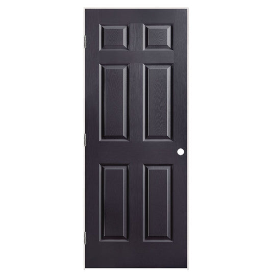 Masonite 32-in x 80-in Midnight Hollow core 6-panel Right hand Textured Prefinished Molded composite Flat Jamb Single Prehung Interior Door with