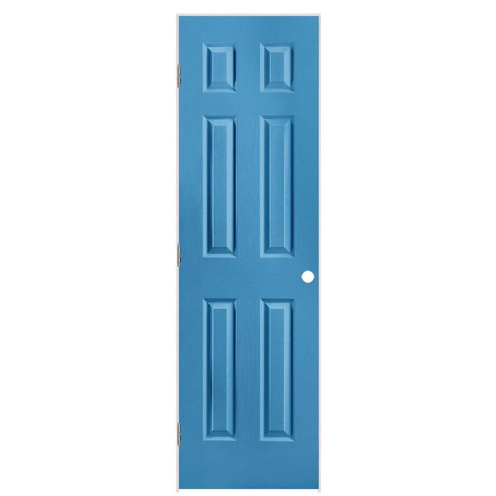 Masonite 24-in x 80-in Blue Heron Hollow core 6-panel Right hand Textured Prefinished Molded composite Flat Jamb Single Prehung Interior Door with