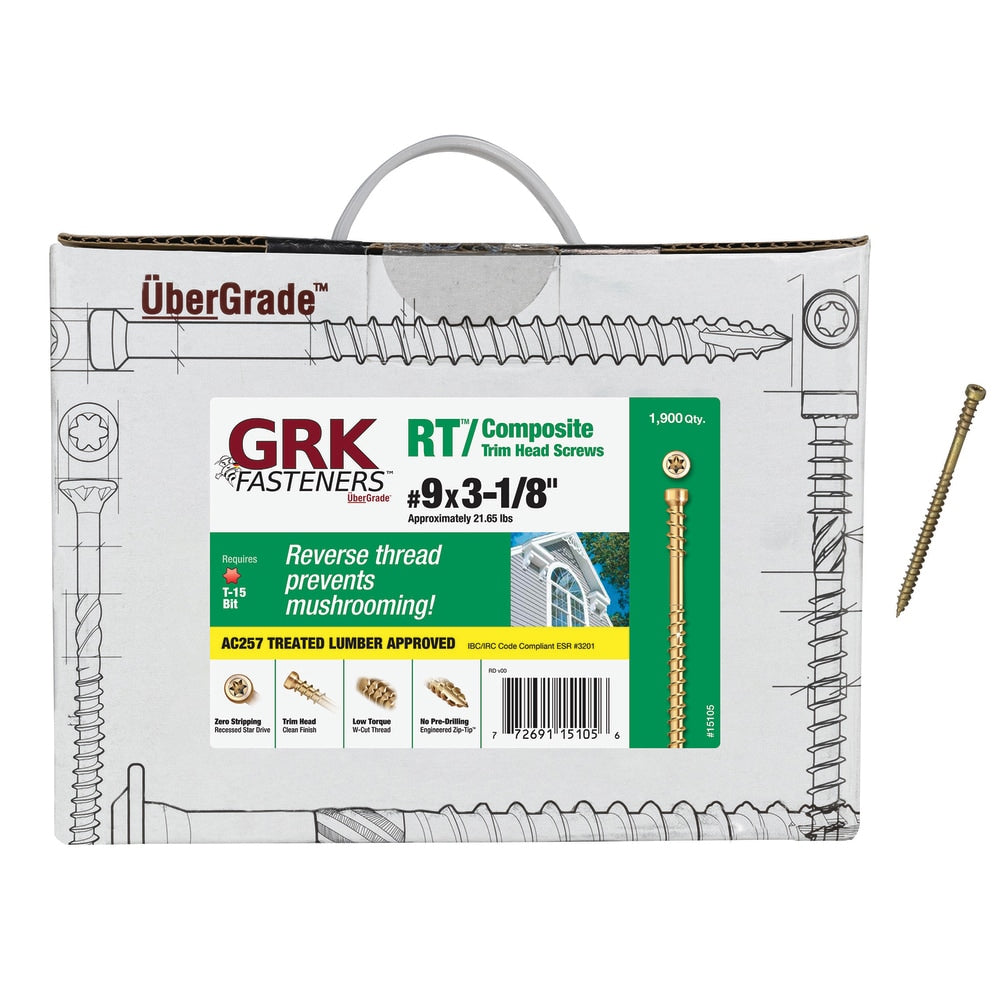 GRK Fasteners #9 x 3-1/8-in Polymer Exterior Trim screws ( 1900 -Per Box )
